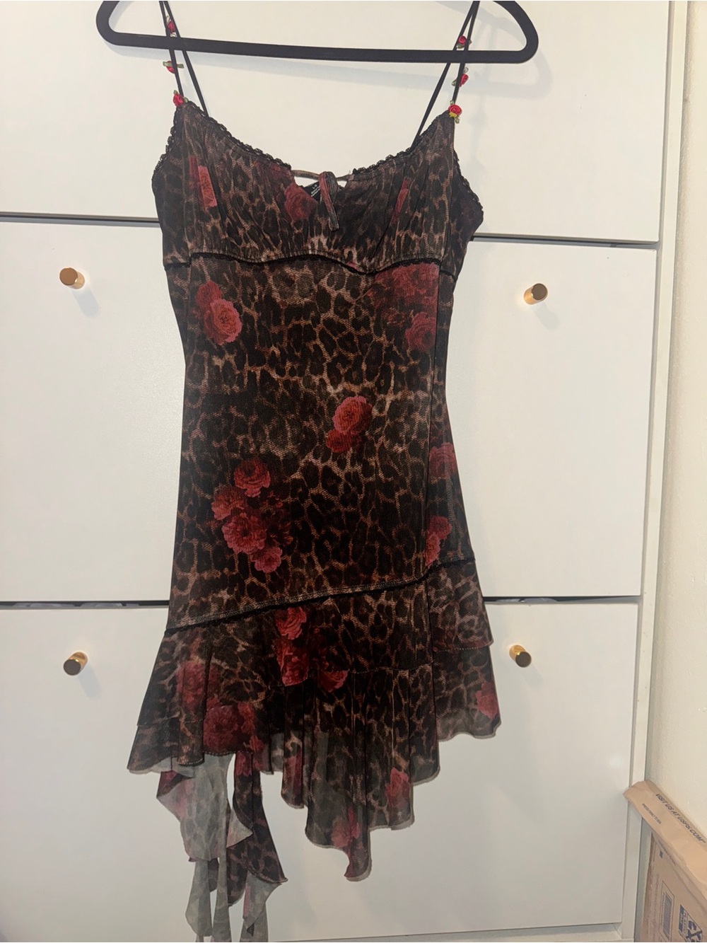 Urban Outfitters Black and Red Floral Leopard Slip Dress - Picture 4 of 4